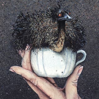 Teacup Emu by Maggie Vandewalle