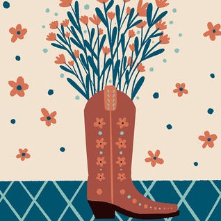 Cowboy Boot With Flowers by Angela Minca