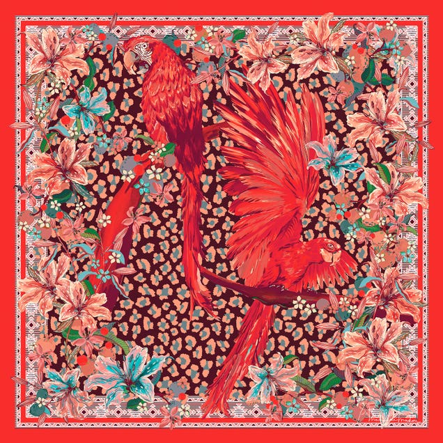 Red Parrot Couple by Marylène Madou