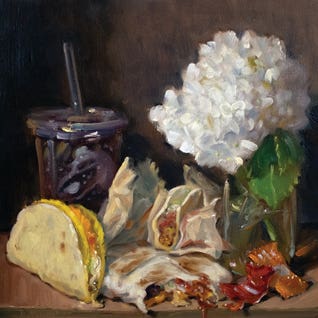 Taco Bell And Hydrangeas by Noah Verrier