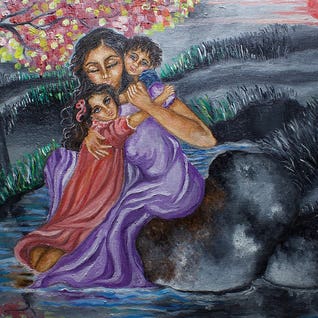 Mother and Children by iCanvas Artist Sangeetha Bansal