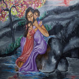 Mother and Children by iCanvas Artist Sangeetha Bansal