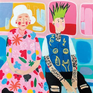 Punk and Grandma Subway Scene by iCanvas Artist Sasha Robinson