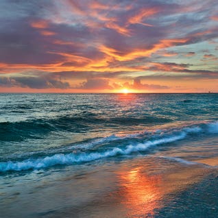 Sunset Over Ocean, Gulf... by Tim Fitzharris