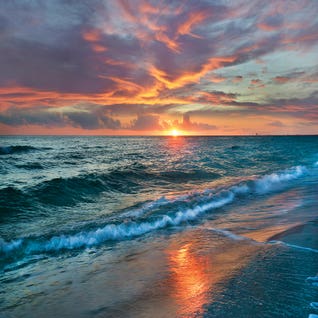 Sunset Over Ocean, Gulf... by Tim Fitzharris