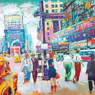 Happy New York 1950s by iCanvas Artist Tadaomi Kawasaki