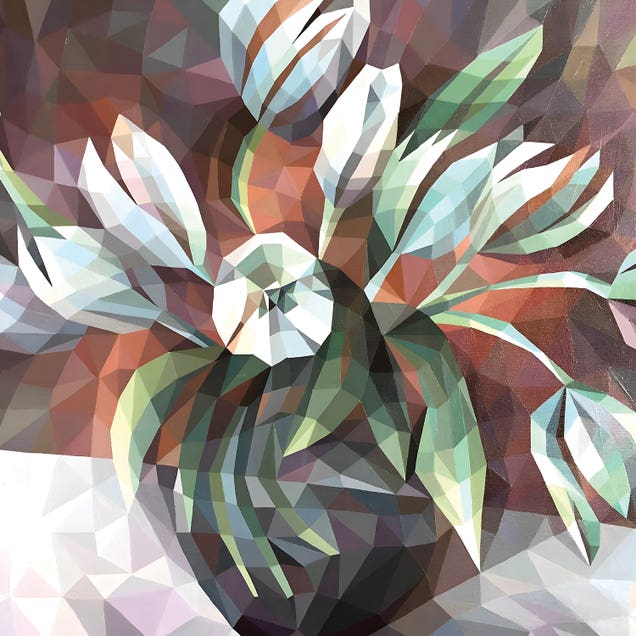 White Tulips In A Vase by Maria Tuzhilkina