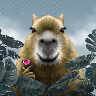 Capybara Mini Heart by iCanvas Artist Winya Sangsorn