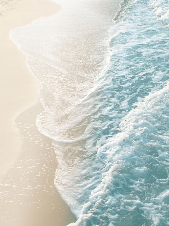 Ocean Dream Waves I Soft Teal Gold by Anita's & Bella's Art