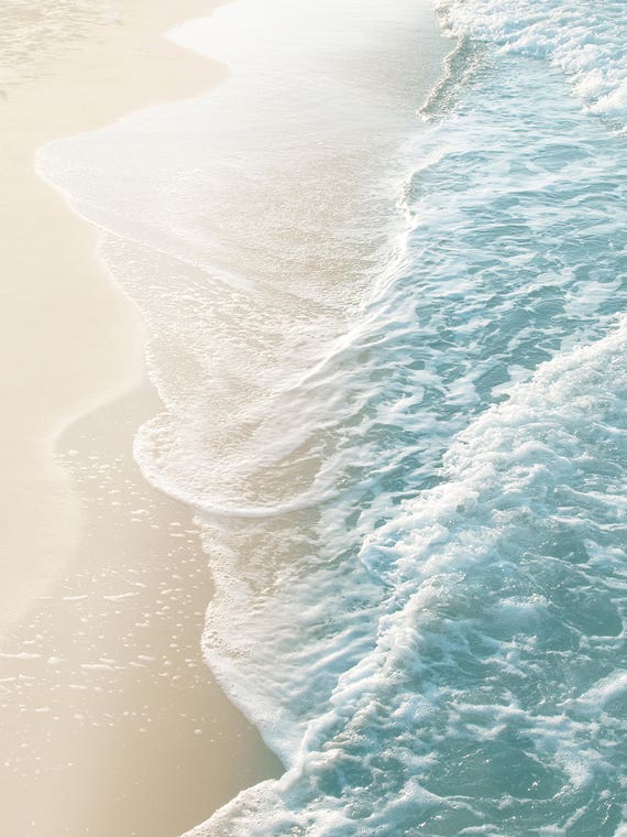Ocean Dream Waves I Soft Teal Gold by Anita's & Bella's Art