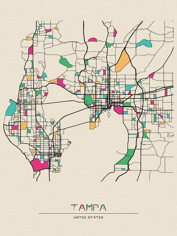 Tampa, Florida Map by Ayse Deniz Akerman