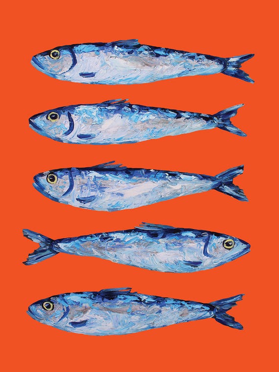 Sardines On Orange by Alice Straker