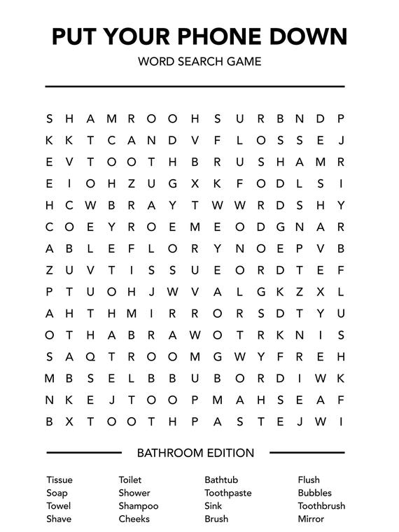 Bathroom Word Search Game by AVESIX