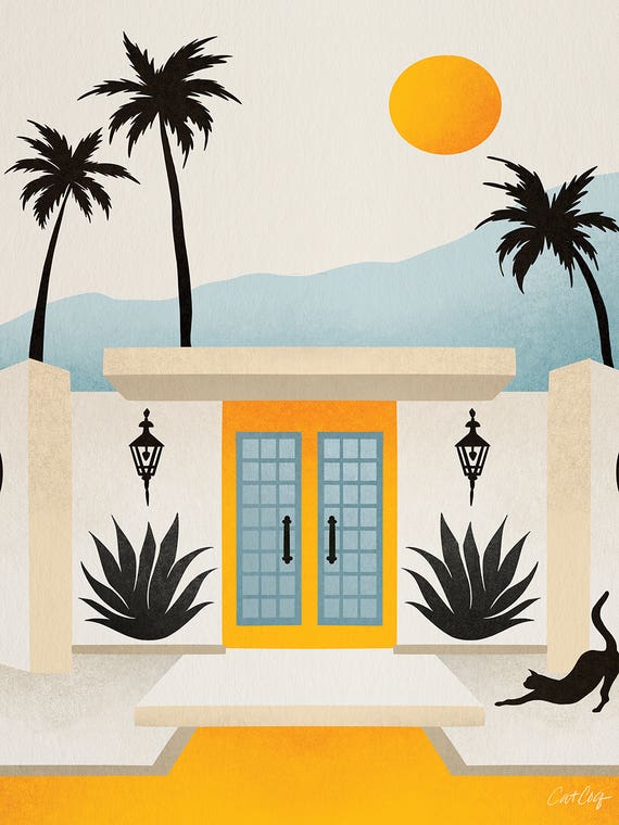 Palm Springs Home Yellow & Blue by Cat Coquillette