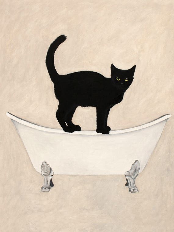 Black Cat On Bathtub by Coco de Paris