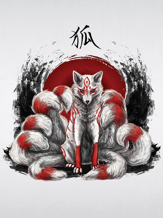 Japanese Nine Tailed Fox Kitsune by Cornel Vlad
