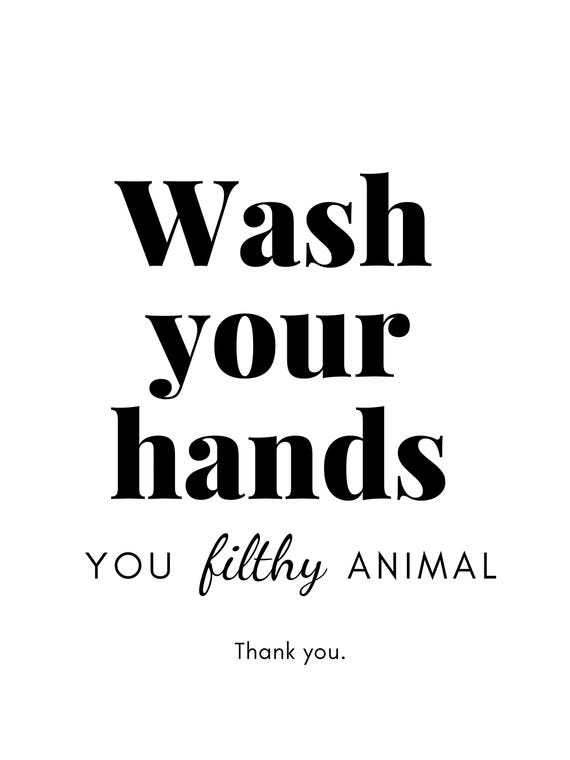 Wash Your Hands You Filthy Animal Bathroom by Page Turner