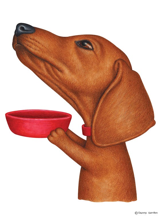 Dachshund Fill The Bowl Please by Danny Gordon