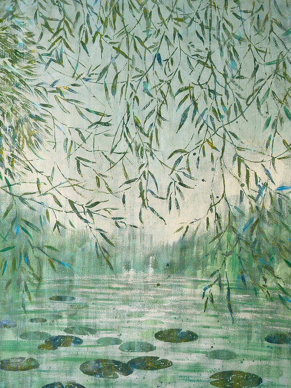 Misty Willow Pond by Ekaterina Prisich