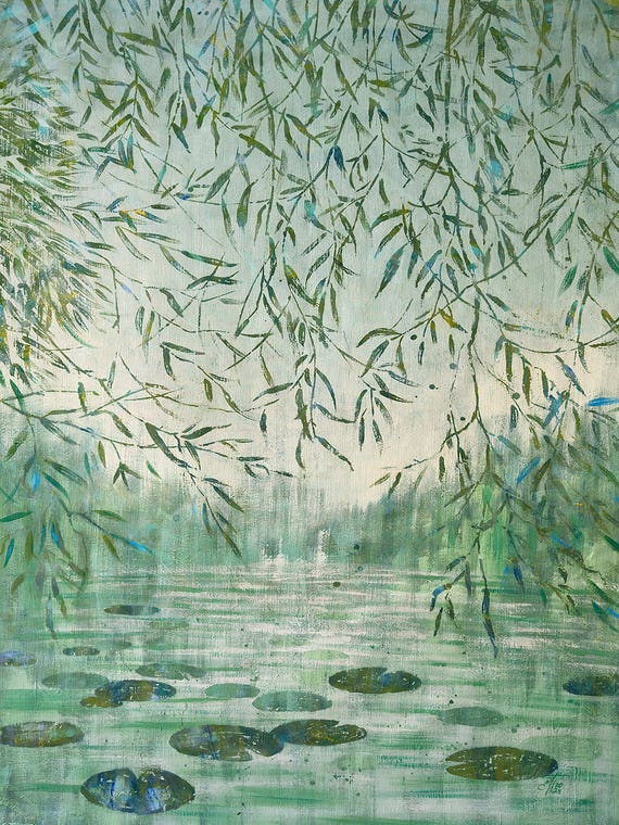Misty Willow Pond by Ekaterina Prisich