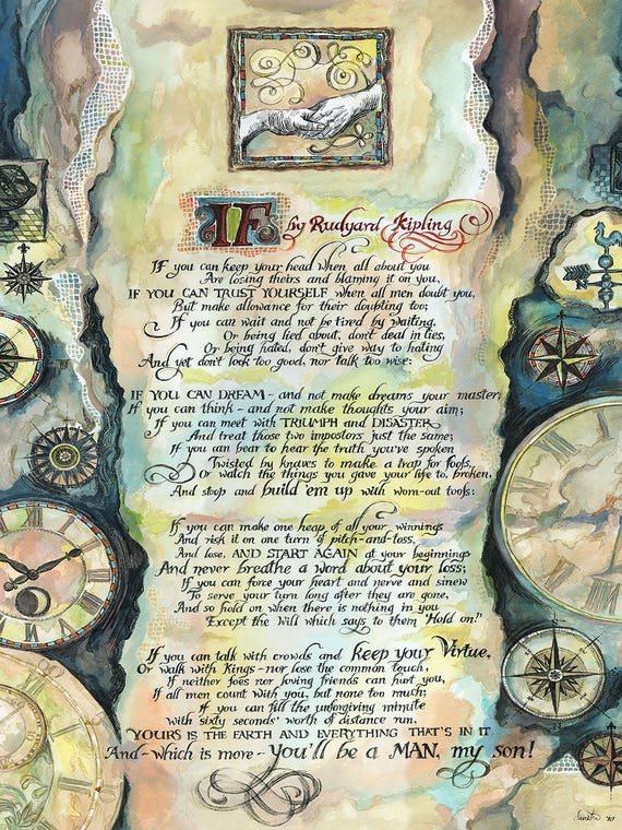 Calligraphy Of The Poem If By Rudyard Kipling by Fanitsa Petrou