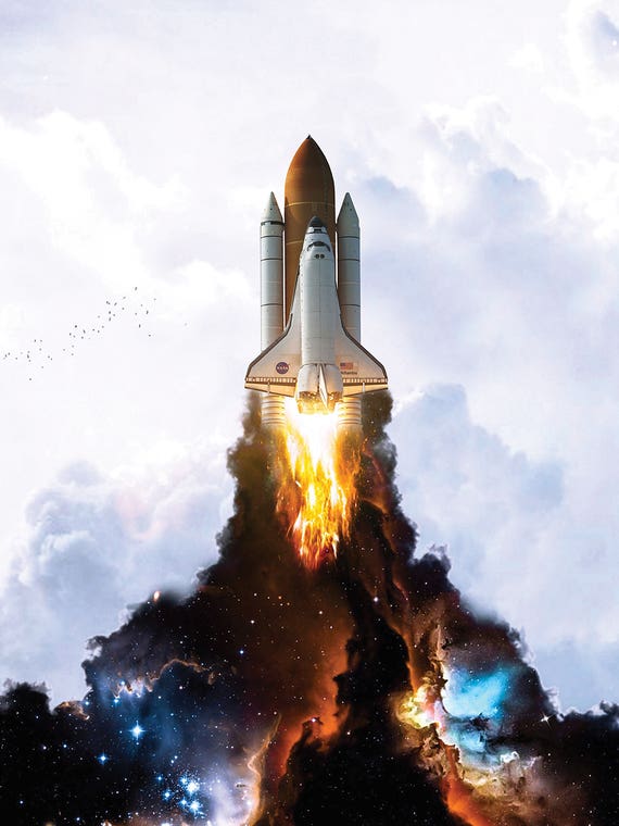 Space Launch Rocket In The White Clouds by GEN Z