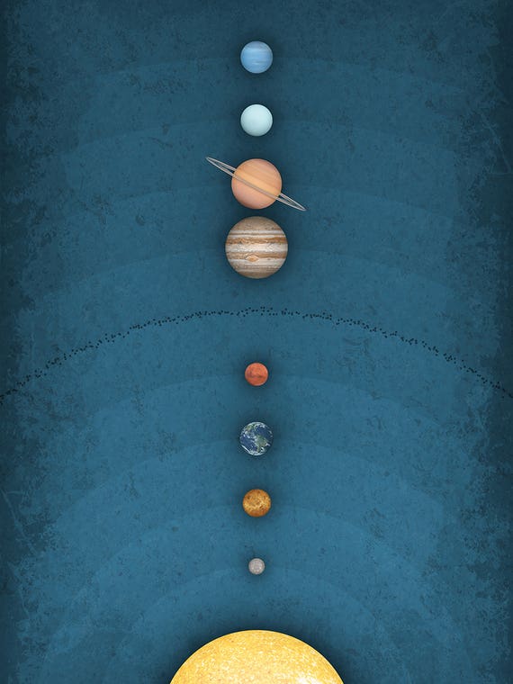 Solar System on Blue I by GetYourNerdOn