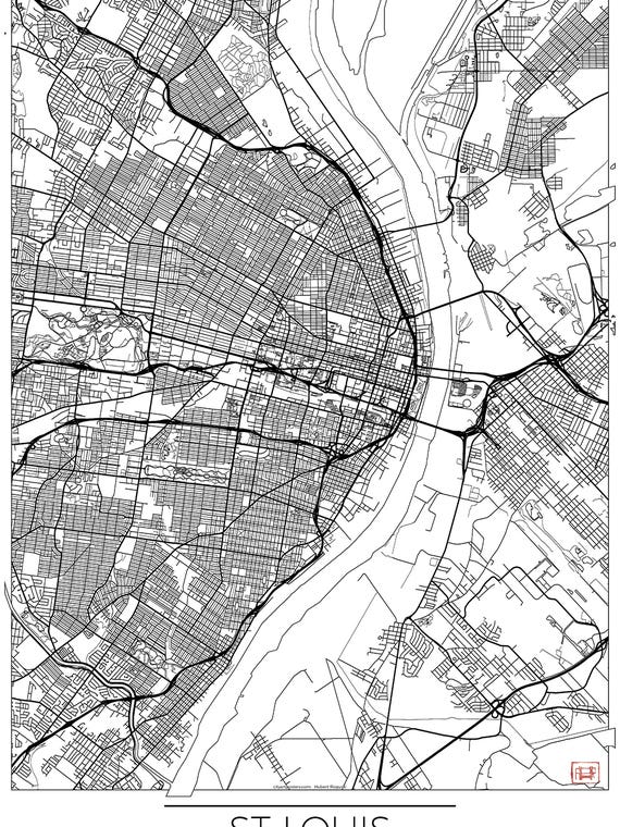 St. Louis Minimal Urban Blueprint Map by Hubert Roguski