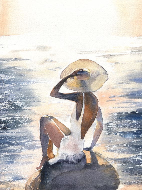 Woman On A Rock by Marina Ignatova
