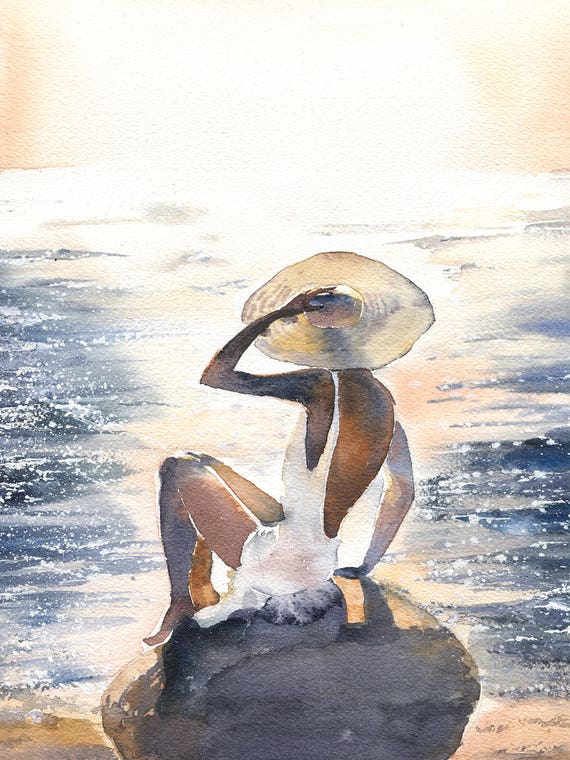 Woman On A Rock by Marina Ignatova