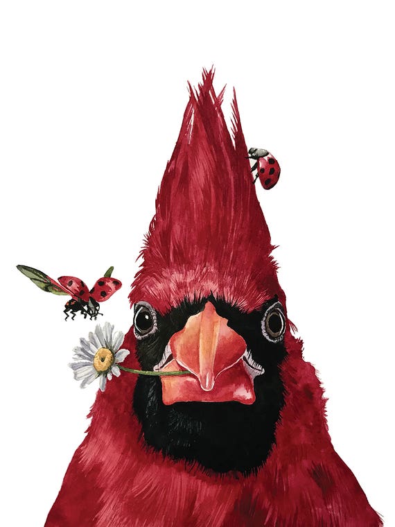 Red Cardinal And Friends by Lisa Lennon