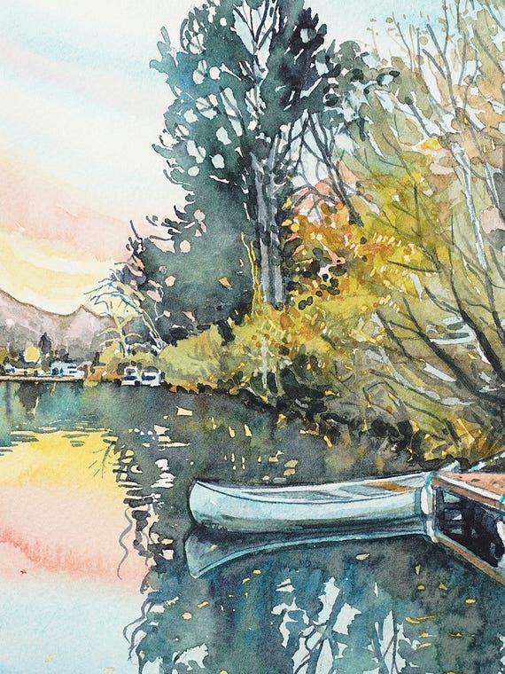 Still Sunset At The Lake by Luisa Millicent