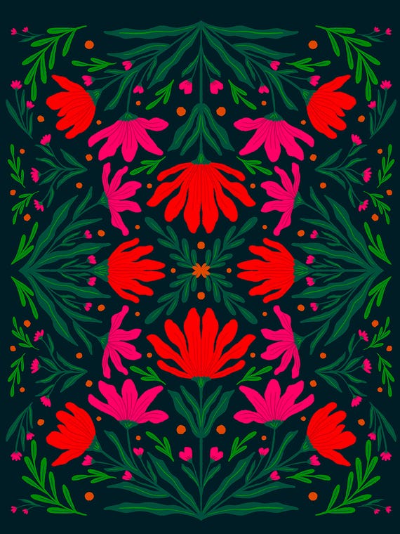 Bold Pink And Red Flowers by Angela Minca