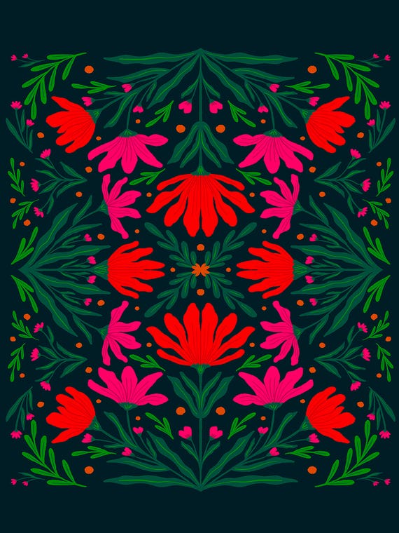 Bold Pink And Red Flowers by Angela Minca