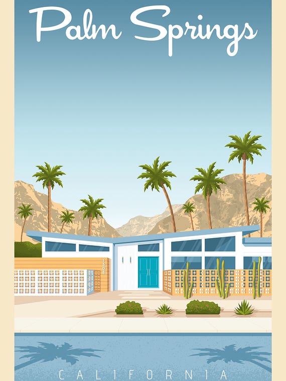 Palm Springs California Travel Poster by Olahoop Travel Posters