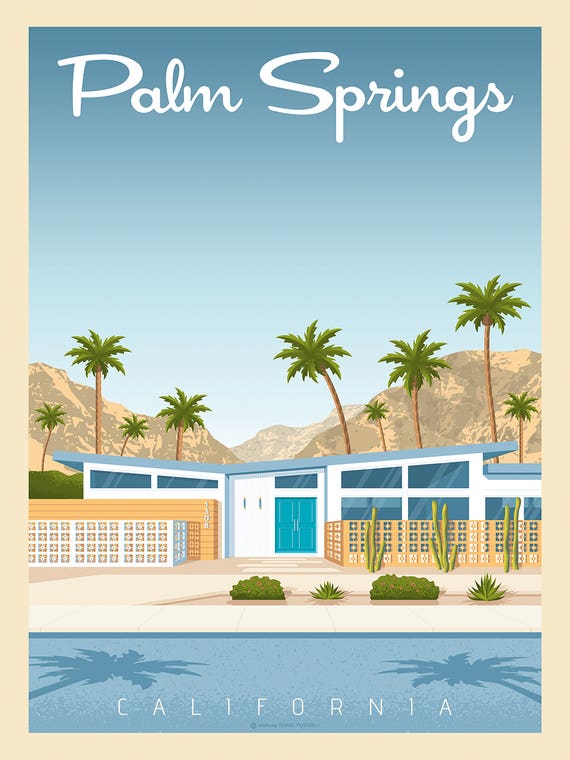 Palm Springs California Travel Poster by Olahoop Travel Posters 