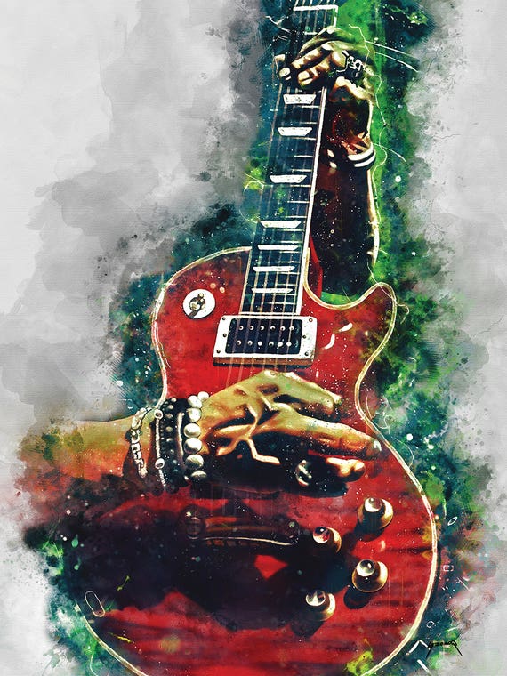 Slash Fire Red Guitar by Pop Cult Posters