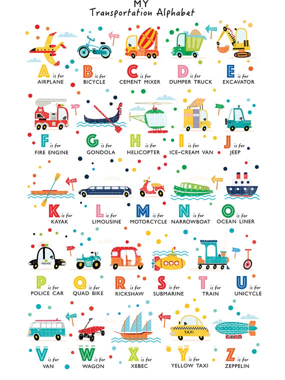 Transportation Alphabet by PaperPaintPixels