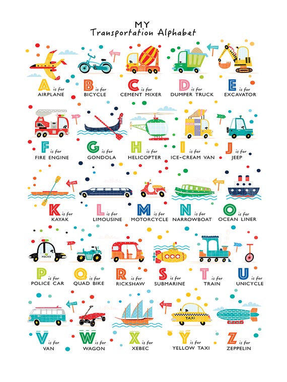 Transportation Alphabet by PaperPaintPixels 
