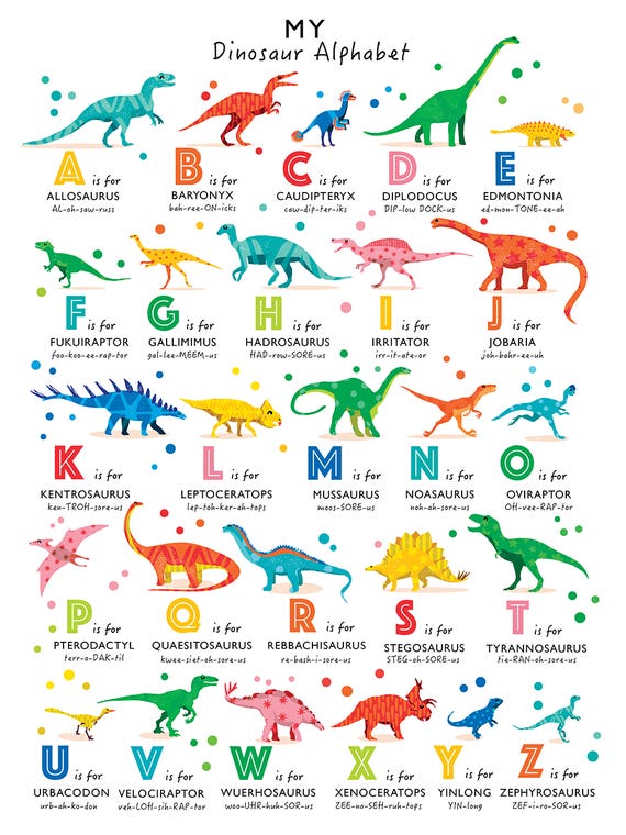 Bright Dinosaur Alphabet by PaperPaintPixels