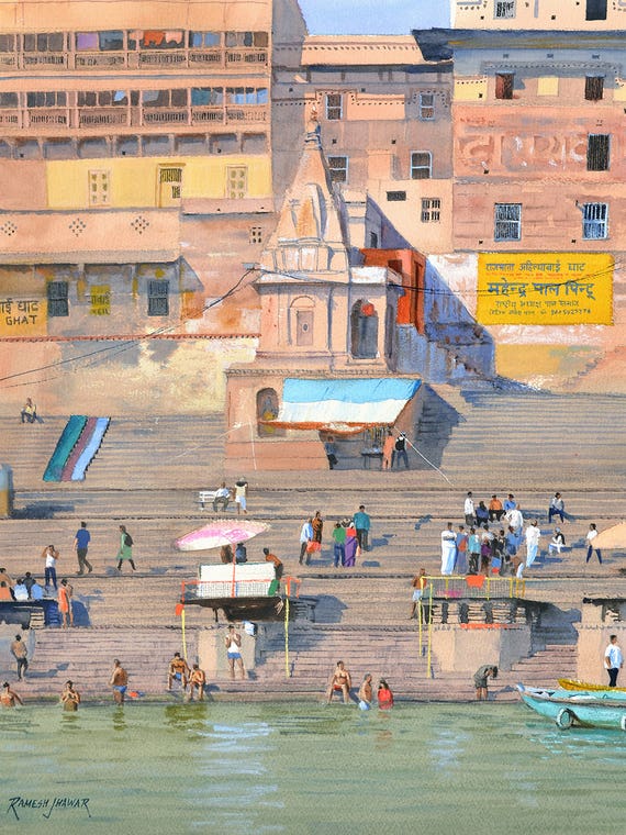 Varanasi Ghat by Ramesh Jhawar