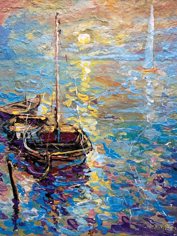 Boats In The Old Bay by Rakhmet Redzhepov