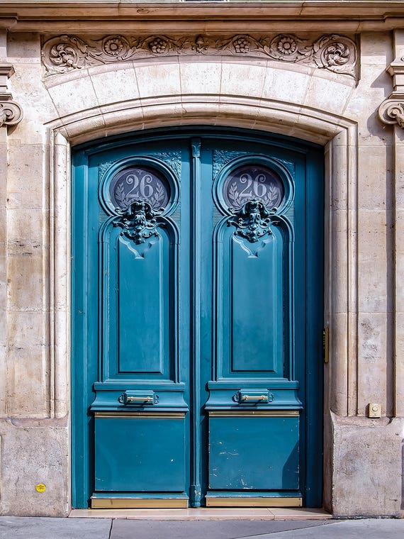 Blue Teal Door Paris by Rose Palmisano