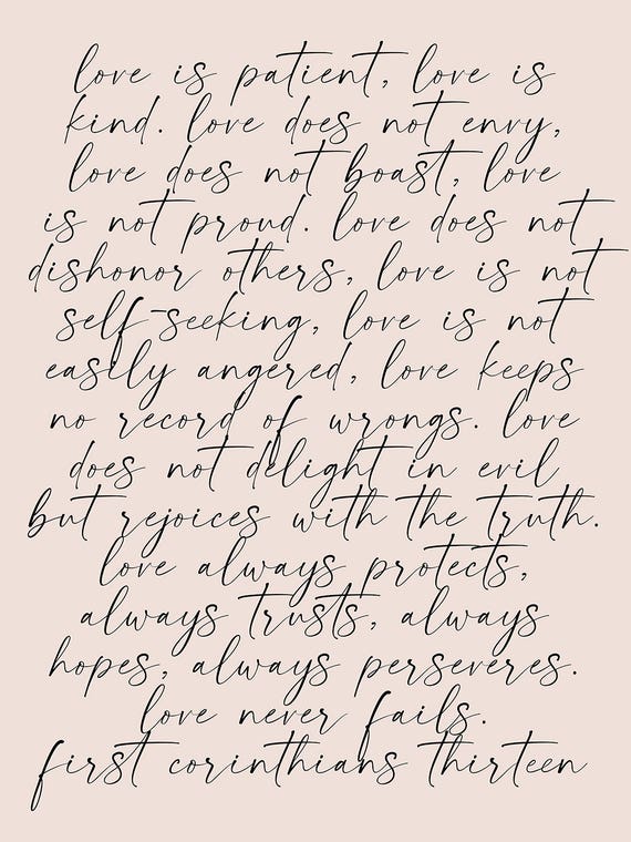 1 Corinthians 13 Love Never Fails Peach Background by Typologie Paper Co 