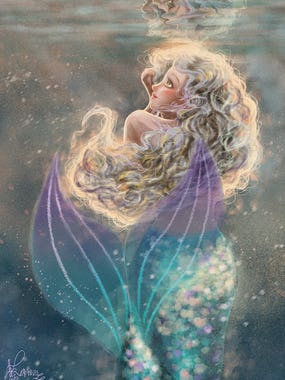 Ste-Anne Mermaid Under The Water by iCanvas Artist Anastasia Tsai