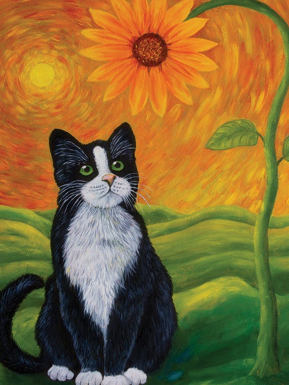 Cat And Sunflower by Veikko Suikkanen