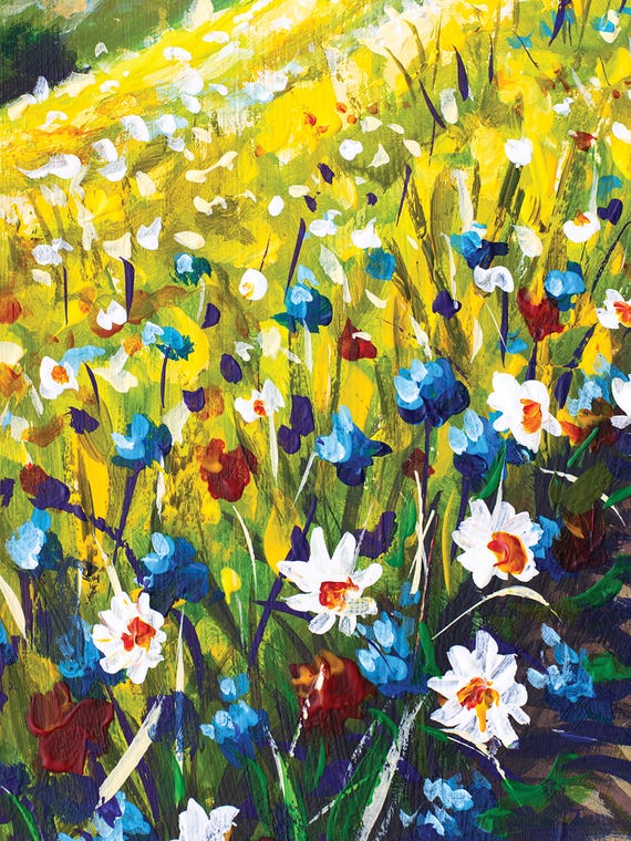 Vibrant Wildflowers Painting Depicting A Colorful Summer Landscape by Valery Rybakow