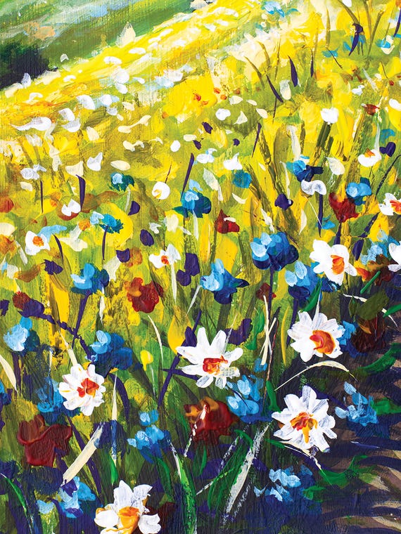 Vibrant Wildflowers Painting Depicting A Colorful Summer Landscape by Valery Rybakow
