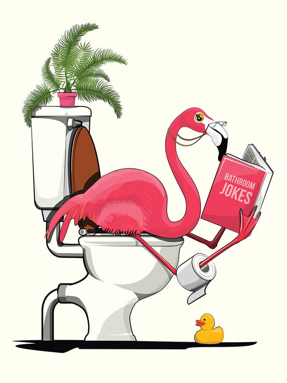 Flamingo Sitting On The Toilet by WyattDesign