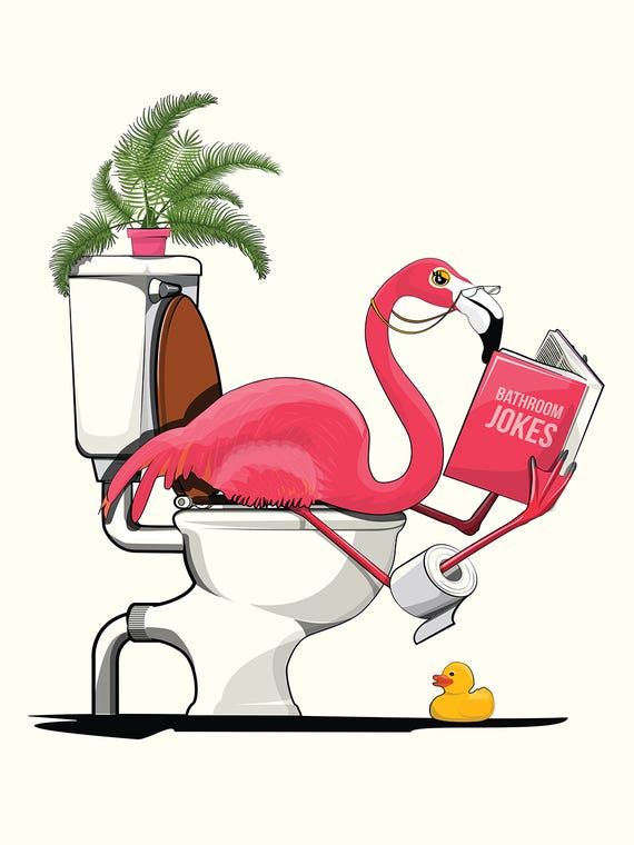 Flamingo Sitting On The Toilet by WyattDesign 